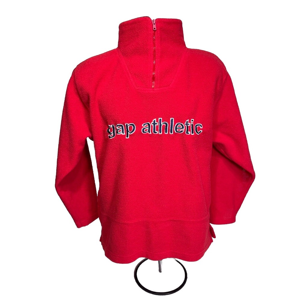 Vintage Y2K Gap Athletics Men's Fleece Spell Out Pullover Sweater Red Size Large